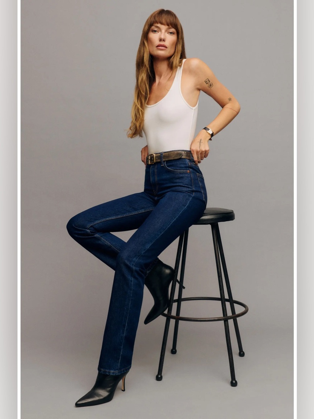 Reformation Jax Stretch High Rise Straight Organic Cotton Denim Jeans.